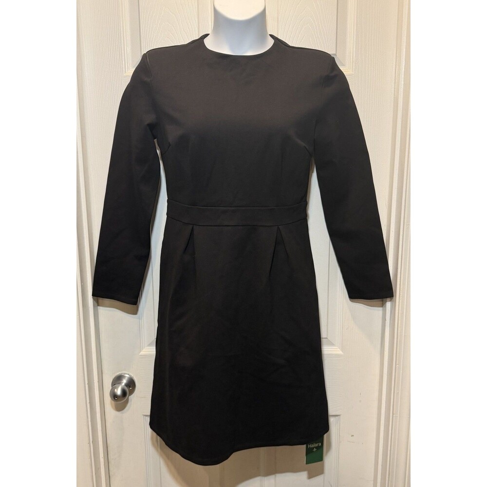 Halara Work It Dress Large Black A-Line Long Sleeve Stretchy Professional Travel